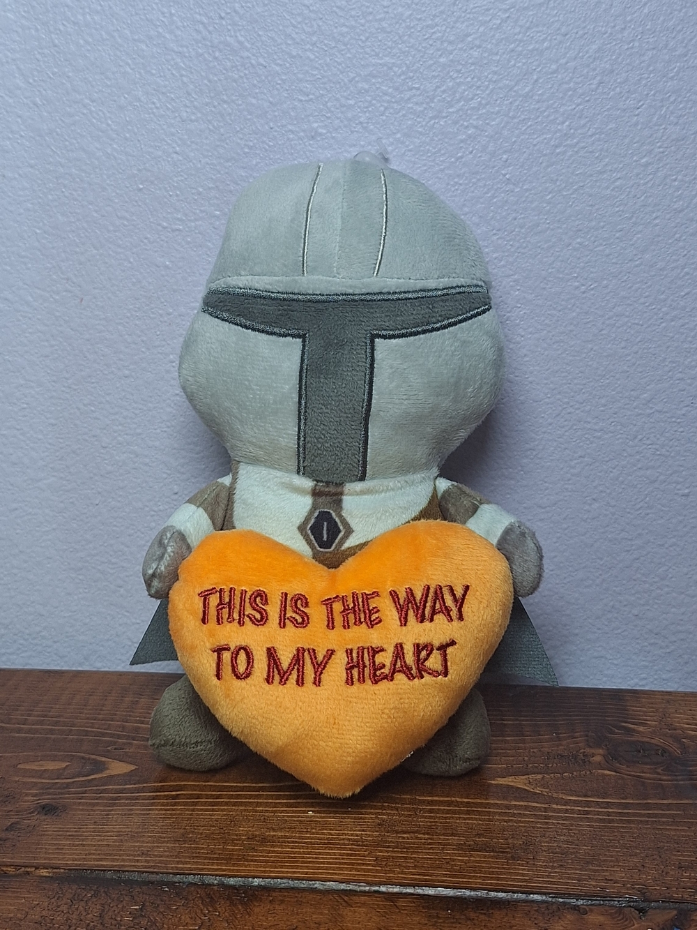 Star Wars Mandalorian Plush with Orange Heart Dog Squeaker Toy